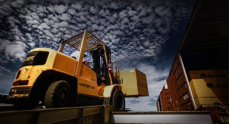 Large outdoor forklift equipment in an inventory of fork trucks for sale